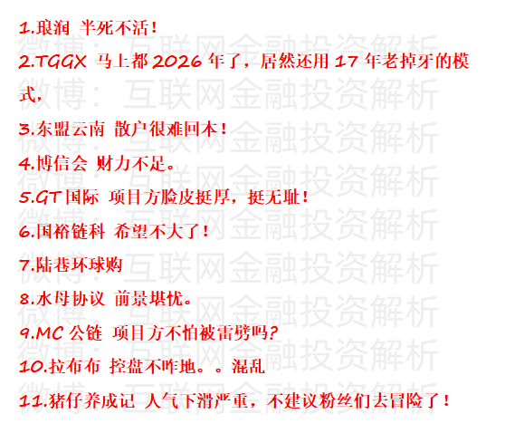 资金盘预警!琅润、TGGX、东盟云南、博信会、GT国际、国裕链科、陆巷环球购、水母协议、MC公链、拉布布、猪仔养成记-皆妙笔