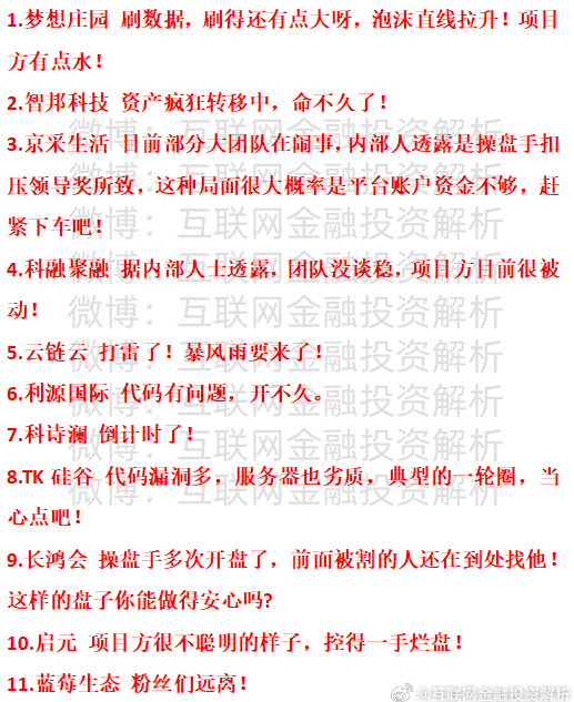 最新资金盘预警！全民行动、梦想庄园、智邦科技、京采生活、科融聚融、云链云、利源国际、科诗澜、TK硅谷、长鸿会、启元、蓝莓生态-皆妙笔
