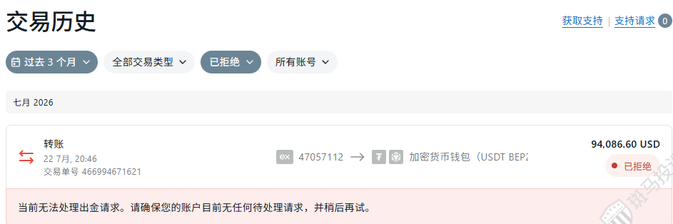 入金10万美元容易，出金9.4万为何这么难？客服说10天，如今已过一两个月！-皆妙笔
